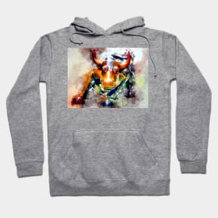 Watercolor Wall Street Bull Hoodie